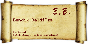 Bendik Balázs névjegykártya